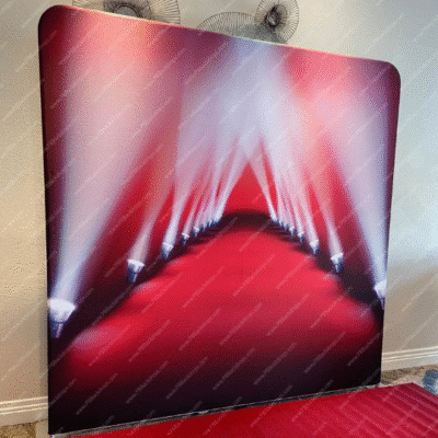 Red Carpet and Lights photo booth backdrop design