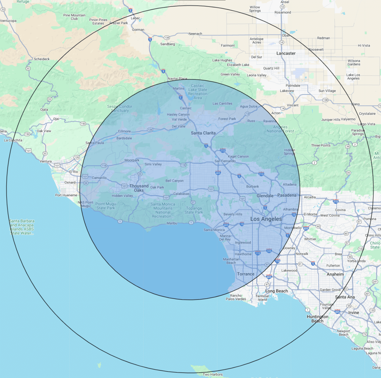 Rad Entertainment Service Area Map